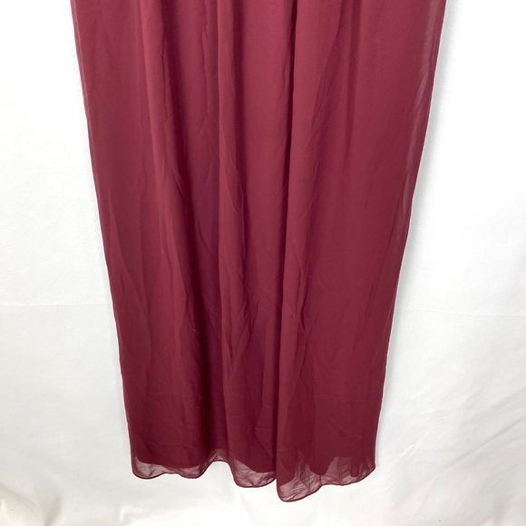 NWT Bill Levkoff Ryan Wine Chiffon V-Back A-Line Maxi Dress Gown 4 - Picture 5 of 10